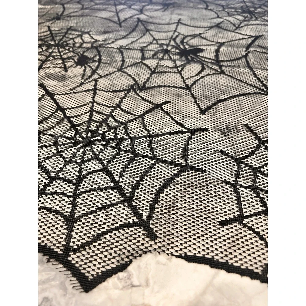 Halloween Black Lace Web Spiders Gothic Tablecloth 60